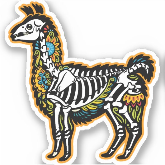 Sticker Drôle Halloween Llama Skeleton Graphisme - (Devant)