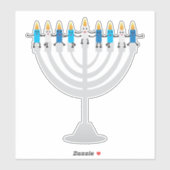 Sticker Drôle Hanoukka menorah et bougies (Feuille)