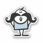 Sticker Drôle homme bâton avec moustaches (Recto)