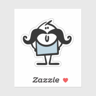 Sticker Drôle homme bâton avec moustaches