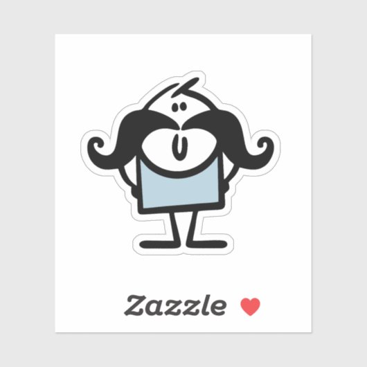 Sticker Drôle homme bâton avec moustaches (Feuille)