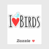 Sticker Drôle J'adore les oiseaux (Feuille)