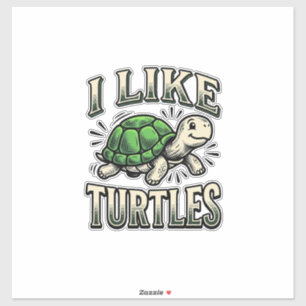 Sticker Drôle J'aime Les Tortues Vintage T-Shirt Tortue De