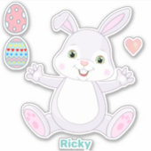 Sticker Drôle lapin chanceux et oeufs de Pâques (Devant)