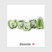 Sticker Drôle Légume Googly Eye Peppers Humour alimentaire (Feuille)