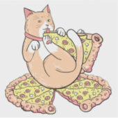 Sticker Drôle mignon Cartoon Pizza Cat (Devant)