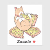 Sticker Drôle mignon Cartoon Pizza Cat (Feuille)