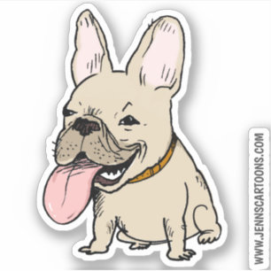 Sticker Drôle mignon chien français Frenchie Cartoon Dog