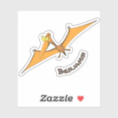 Sticker Drôle mignon dessin animé de pterodactyle volant o (Feuille)