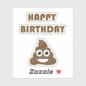Sticker Drôle mignon Joyeux fête d'anniversaire Poop Emoji (Feuille)