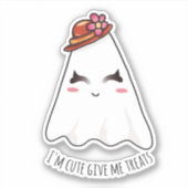 Sticker Drôle mignon Kawaii Halloween fille Fantôme Coupe  (Devant)