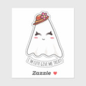 Sticker Drôle mignon Kawaii Halloween fille Fantôme Coupe  (Feuille)