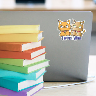 Sticker Drôle mignon Kawaii Twin Cats Dessin Personnalisé