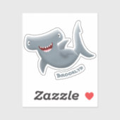 Sticker Drôle mignon requin marteau dessin animé (Feuille)