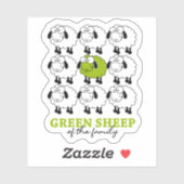 Sticker Drôle Mouton Vert de la Famille, Vegan (Feuille)