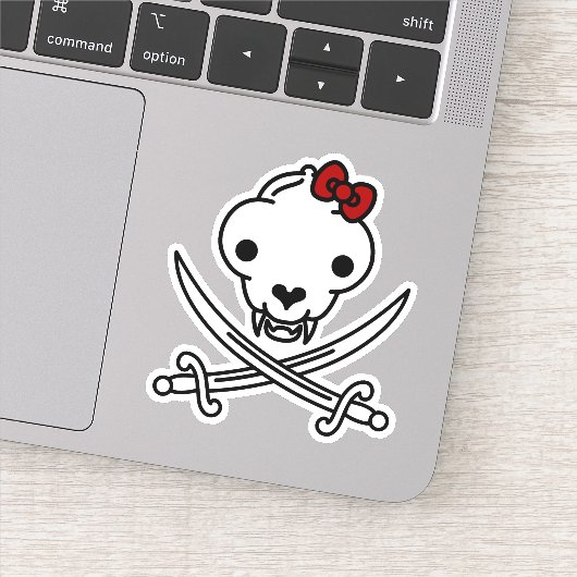 Sticker Drôle Noir Blanc Jolly Kitty Pirate Os crâne (Détail)