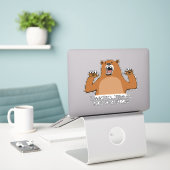 Sticker Drôle On M'A Dit Qu'Il Y Aurait Pizza Bear (Ordinateur portable sur le bureau)