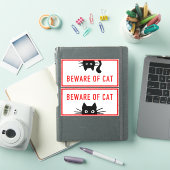 Sticker Drôle Peeking Attention aux panneaux de chat Stick (Couverture iPad)