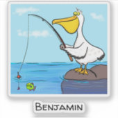 Sticker Drôle pélican de pêche (Devant)