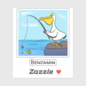 Sticker Drôle pélican de pêche (Feuille)