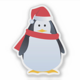 Sticker Drôle Penguin de Noël