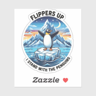 Sticker Drôle Penguin Résiste À La Manifestation Contre Le