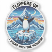 Sticker Drôle Penguin Résiste À La Manifestation Contre Le (Devant)