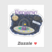 Sticker Drôle poisson OVNI vaisseau spatial dessin de dess (Feuille)