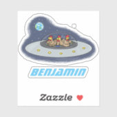 Sticker Drôle poule dans l'espace dessin animé (Feuille)