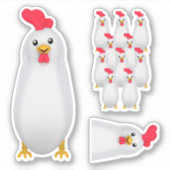 Sticker Drôle poulet blanc / coq (Devant)