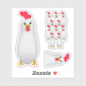 Sticker Drôle poulet blanc / coq (Feuille)