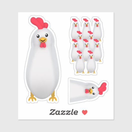Sticker Drôle poulet blanc / coq (Feuille)