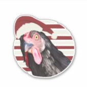 Sticker Drôle Poulet De Noël Rouge Et Blancs (Devant)