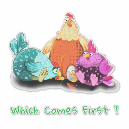 Sticker Drôle Poulets En Attente Oeuf À Hatch - Texte Pers (Devant)