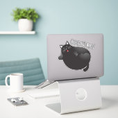 Sticker Drôle regarde-moi dehors chat noir (Ordinateur portable sur le bureau)