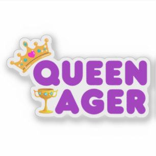 Sticker Drôle Reine Ager avec Couronne et Chalice
