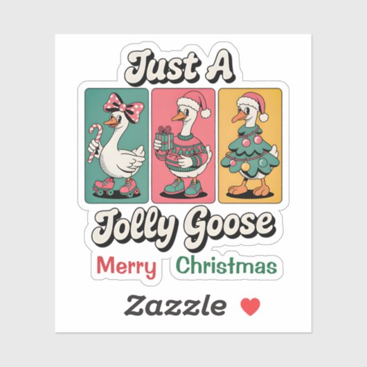 Sticker Drôle Rétro Juste Une Oie Joyeuse Noël 90 (Feuille)