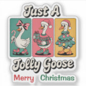 Sticker Drôle Rétro Juste Une Oie Joyeuse Noël 90 (Devant)