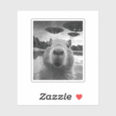 Sticker Drôle Selfie de Capybara Graphique avec des OVNI É (Feuille)