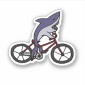 Sticker Drôle Shark équitation Bicycle Cartoon (Devant)
