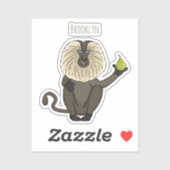 Sticker Drôle singe-singe macaque à queue de lion (Feuille)
