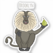 Sticker Drôle singe-singe macaque à queue de lion (Recto)