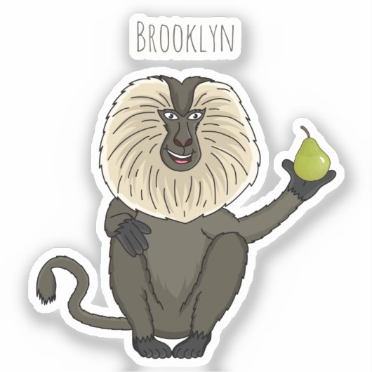 Sticker Drôle singe-singe macaque à queue de lion (Recto)