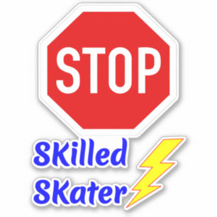 Sticker Drôle Skater - Skateboard Street Stop
