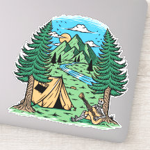 Drôle Skeleton Camping Jouer Guitare