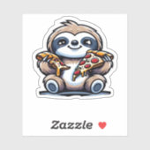 Sticker Drôle Sloth mangeant Pizza, Amoureux des animaux K (Feuille)