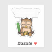 Sticker Drôle Spirituel Go Smudge Yourself Owl Méditer (Feuille)