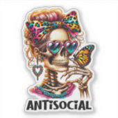Sticker Drôle squelette anti-social (Devant)