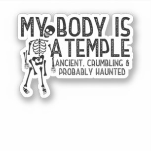 Sticker Drôle Squelette Halloween Mon Corps Est Un Temple