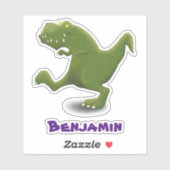 Sticker Drôle T rex dinosaure dessin animé humour (Feuille)